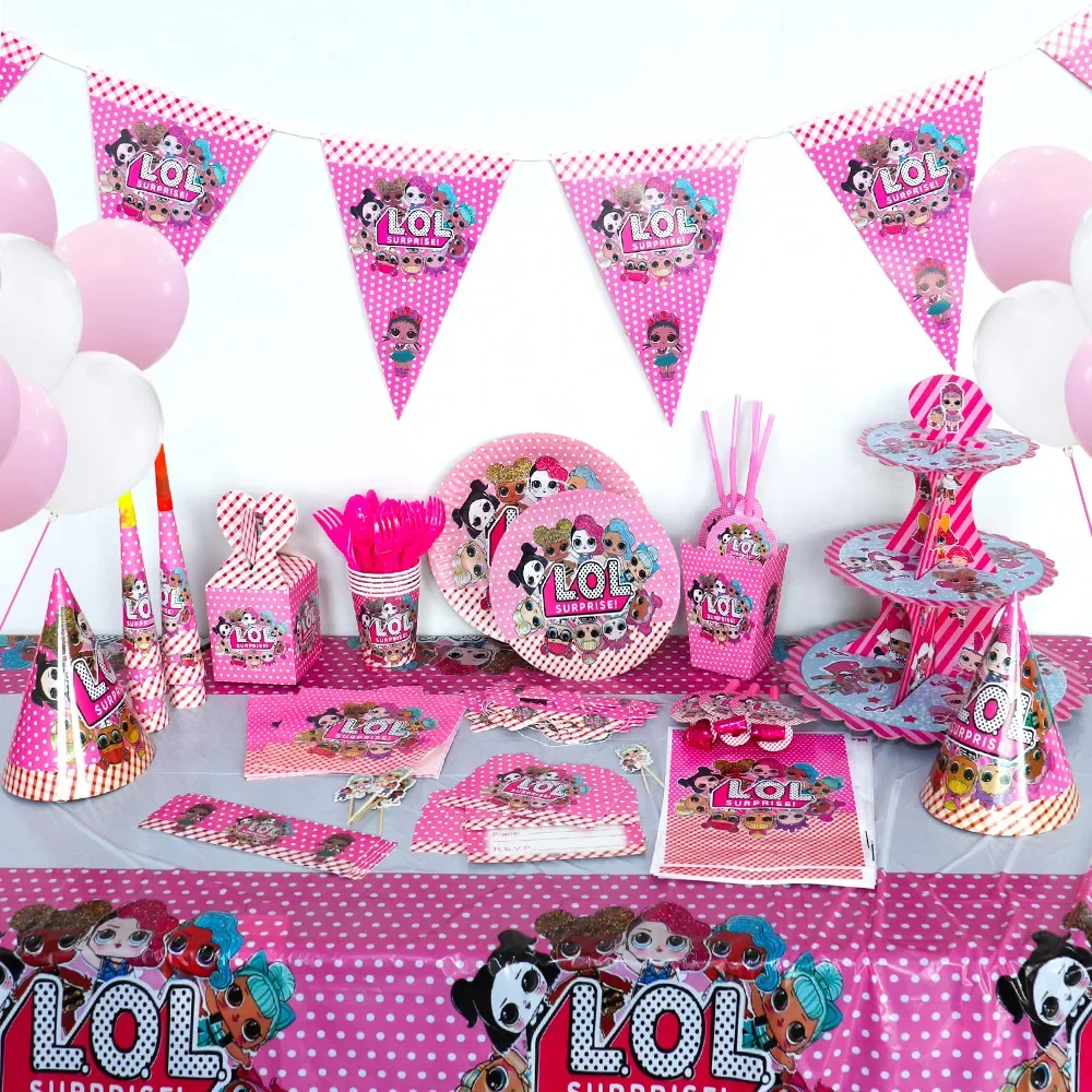 

Мультяшная кукла Mrs Win, товары для дня рождения, скатерть, бумажная тарелка, бумажное полотенце, посуда, выпечка, баннер, набор для композиции