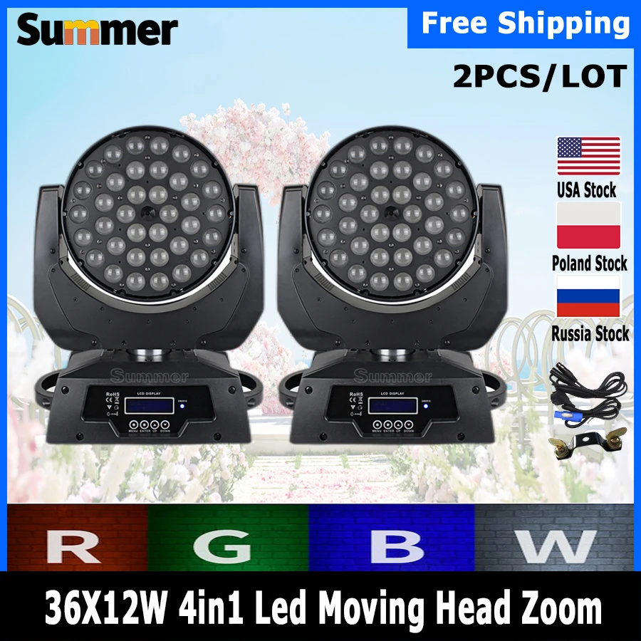 

No Tax 2PCS Led Zoom Wash 36x12w Rgbw 4in1 Moving Head Light DMX Zoom Lyre Wash Zoom 36x18w Rgbwa Uv 6in1 Moving Head Wash Spot