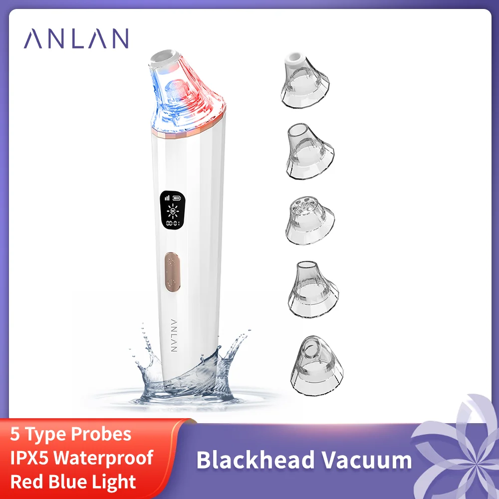 

ANLAN Red Blue Light Blackhead Remover Vacuum Pore Cleaner IPX5 Waterproof Black Head Acne Remover Vacuum Facial Cleaning Tools