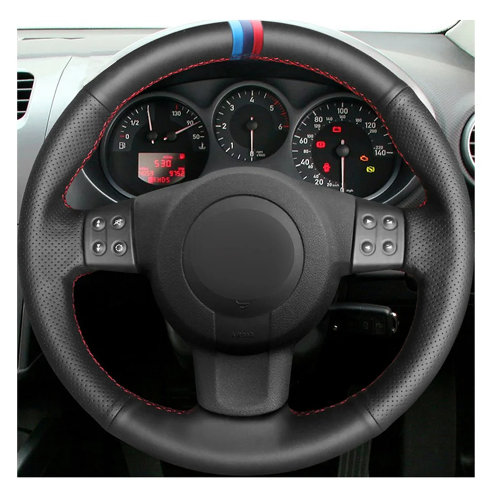 

Чехол рулевого колеса автомобиля для Seat Ibiza 6L leon 2008 2007 прошитая вручную черная натуральная кожа Нескользящая четыре сезона