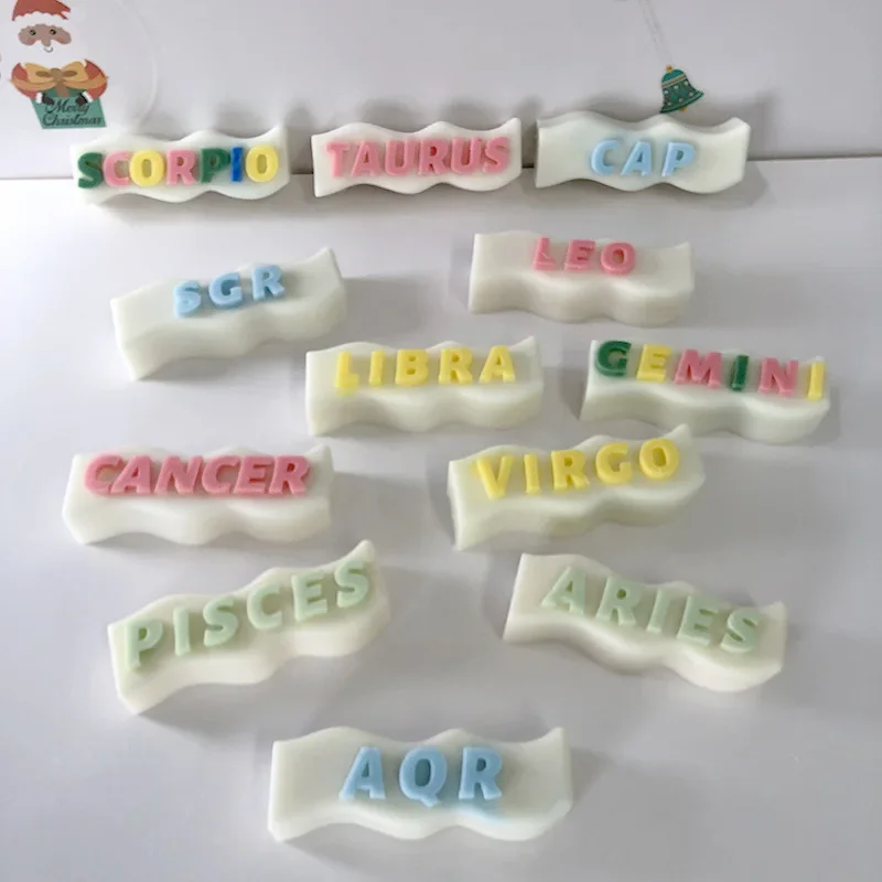 3D эпоксидная силиконовая форма с алфавитом Двенадцать созвездий волнистая