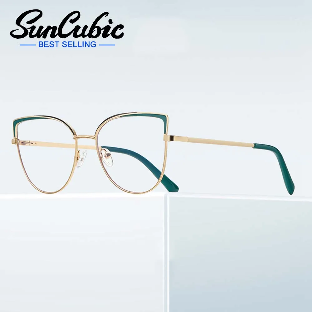 

SunCubic Cateye Reading Glasses Women Spring Hinge Fashion Eyeglasses Anti Blue Light Glasses With Prescription Lens JS6609