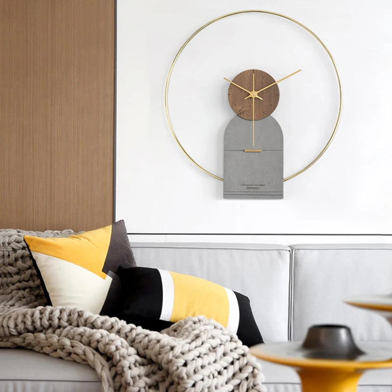 Nordic Luxury Wall Clock Modern Design Metal Creative Wood Clcoks Home Decor gold silent 3d watch Living Room Decoration | Дом и сад