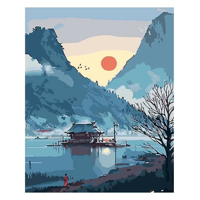 

Раскраска по номерам для пейзажа, Раскрашивание по номерам на закате для взрослых новичков, Раскрашивание по номерам озера, домашний декор ...