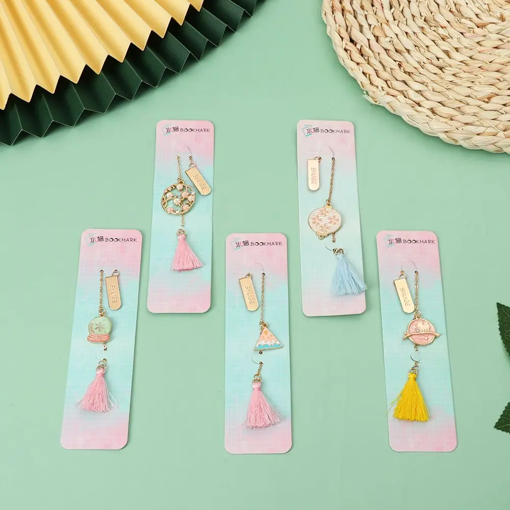 

Cherry Tassel Bookmarks Kids Book Clips Stationery Gift Metal Bookmark With Tassel Cartoon Book Markers School Office Supplies