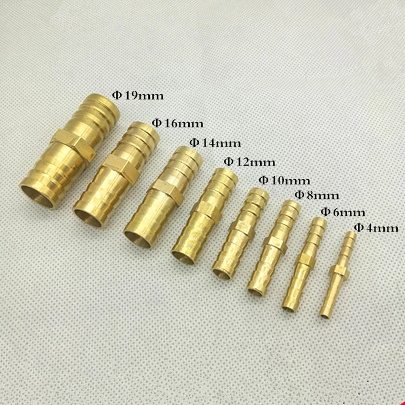 

NEW 4mm 6mm 8mm 10mm 12mm 14mm 19mm Brass Straight Hose Pipe Fitting Equal Barb Gas Copper Barbed Coupler Connector Adapter