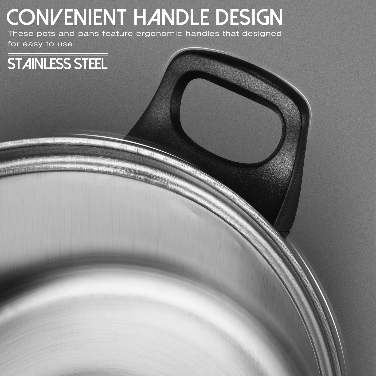 Набор кастрюль из нержавеющей стали 12 предметов сковорода с черной ручкой для