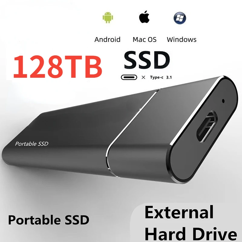 

New High-Speed Hard Disk 2TB 4TB 8TB 16TB 32TB 64TB 128TB SD Mobile External Hard Disk USB 3.1/Type-C Interface Mass Storage