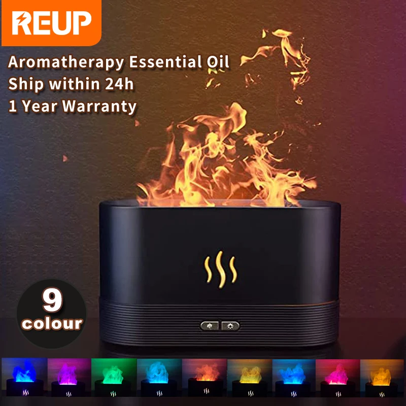

REUP Flame Aroma Diffuser Air Humidifier Ultrasonic Cool Mist Maker Fogger LED Essential Oil Jellyfish Difusor Fragrance Home