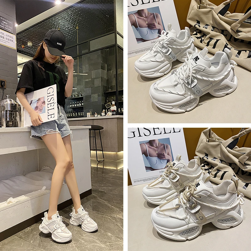 

Shoes for Women 2023 Fashion Lace Up Women's Vulcanize Shoes Summer Outdoor Sport Shoes Ladies Sponge Bottom Women Sneakers