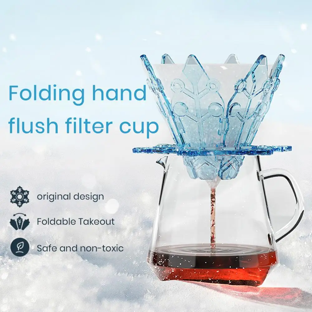 

1 Set Coffee Filter Cup Collapsible Reusable Coffee Dripper Snowflake Shape Design Coffee Filter Cone Home Supply