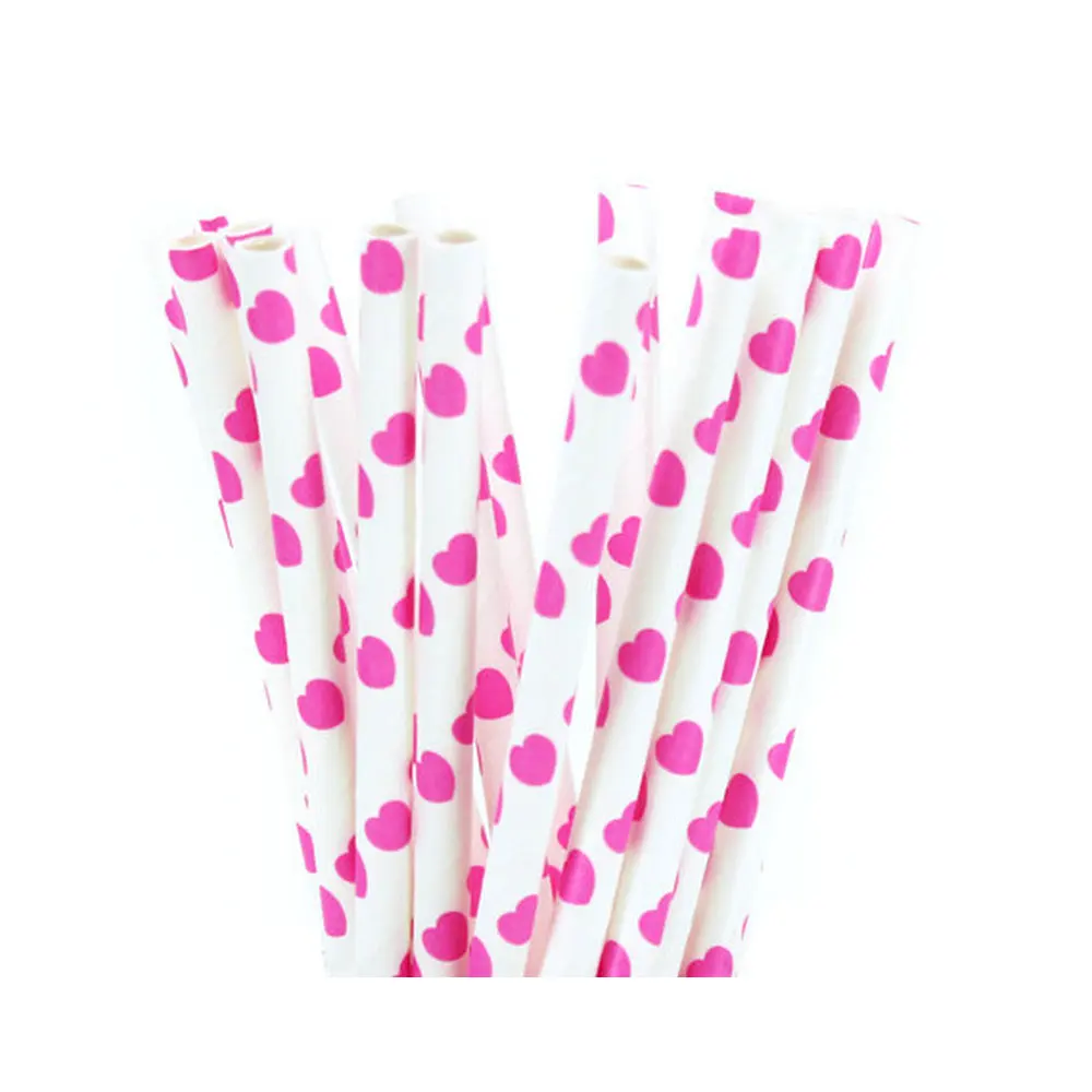 25 шт./лот цветные бумажные соломинки с сердцем для дня рождения свадьбы украшения