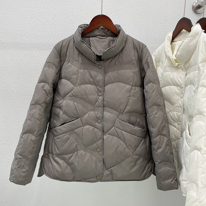 Oversized 3XL 4XL Women Autumn/Winter Jackets 2023 New Female Fashion Stand Collar Ultra Lightweight White Duck Down Coat