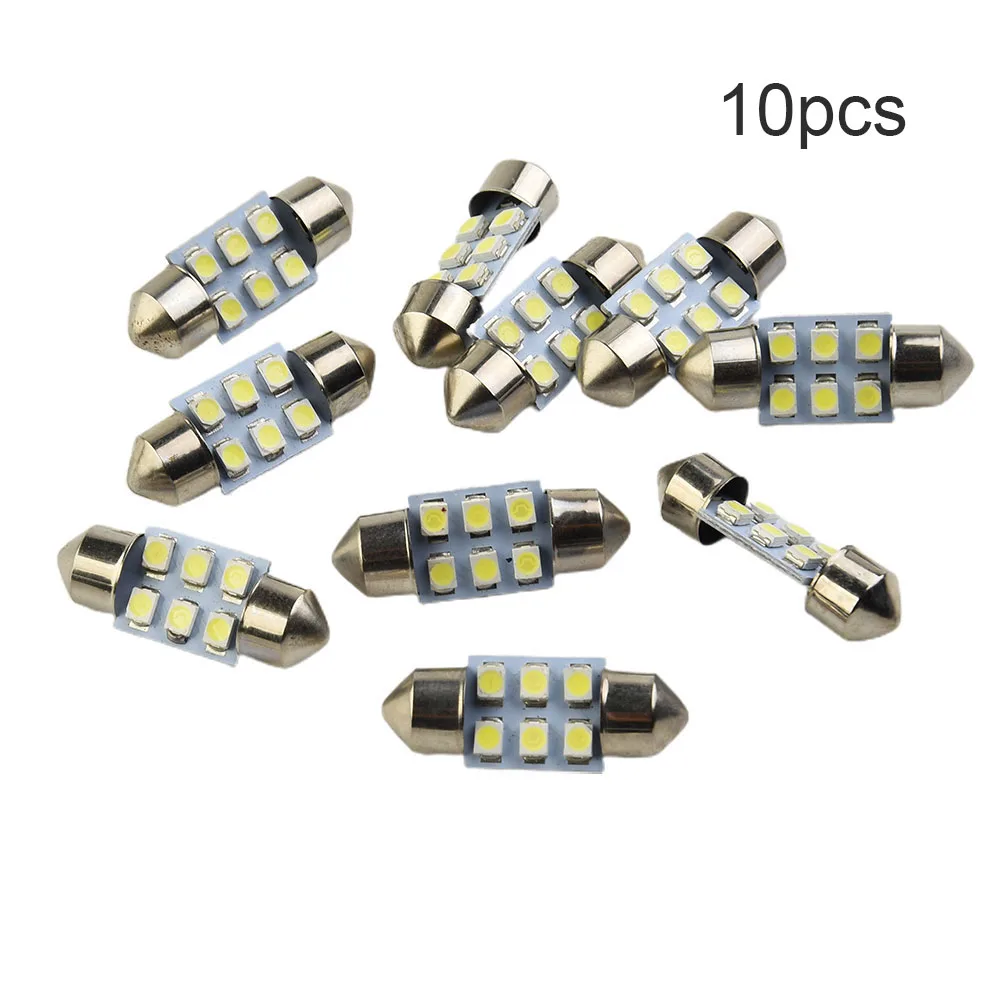 

10X White 31mm Festoon LED Dome License Interior Light Bulbs DE3175 3022 Trunk Light Glove Box Light License Plate Lighting