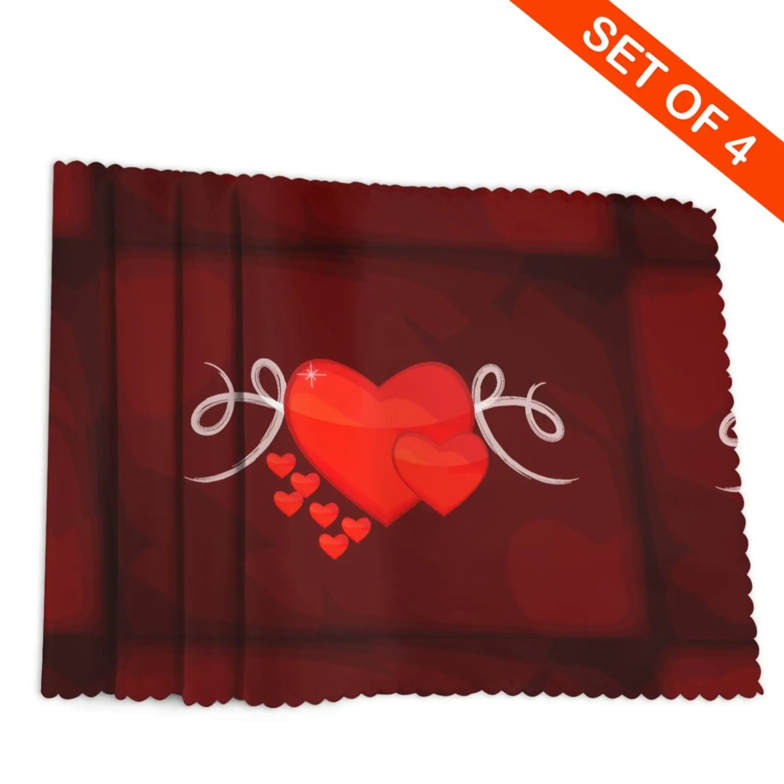 

Happy Valentine Day Couple Polyester Single Side Printed 12x18 Inch Heat Resistance 4pc Dining Table Decoration Accessories