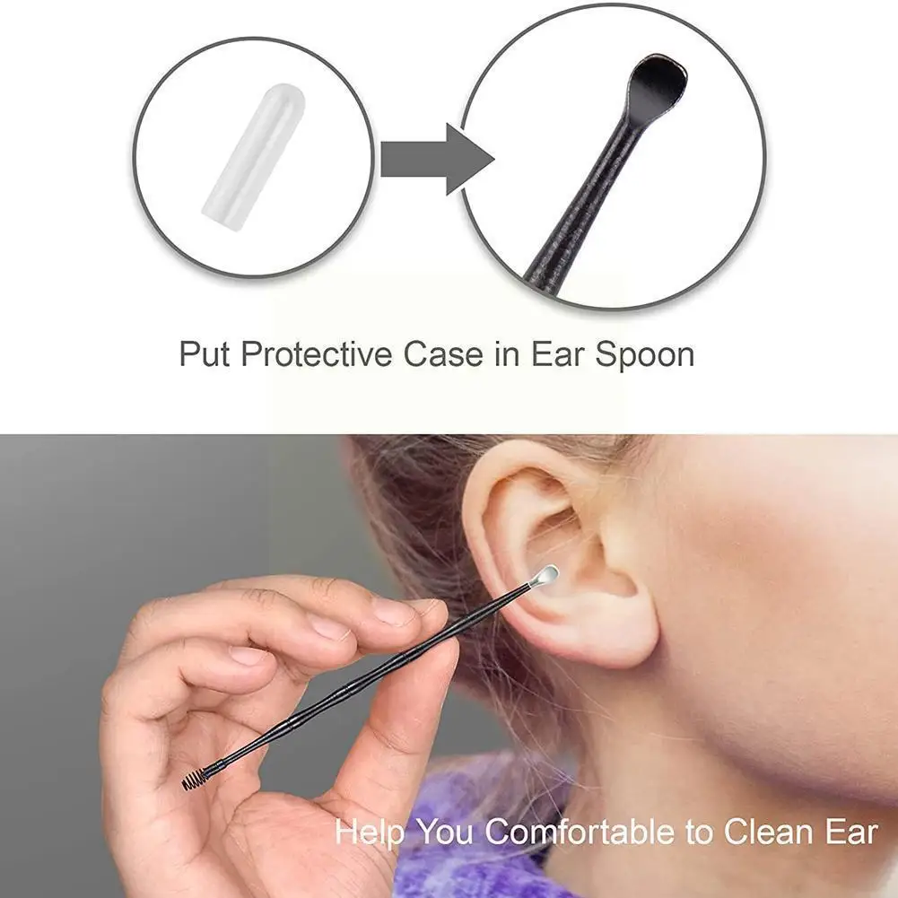 

Soft Earwax Remover Portable Ear Cleaner Steel Earwax Earwax Pick Remover Picks Ear Curette Clean Ears 2 Ear N9f4
