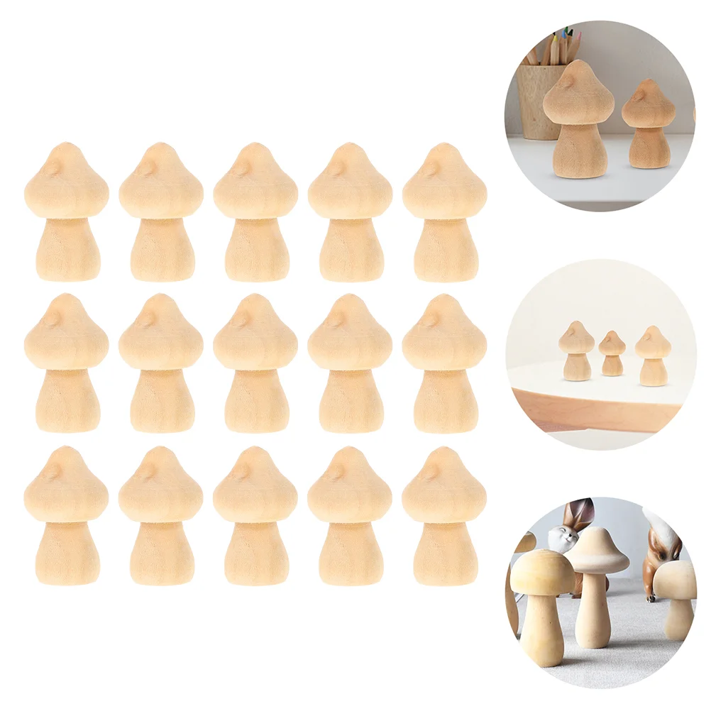 

DIY Wooden Ornaments Unpainted Mushroom Peg Small Toy Children Painting Festival Graffiti