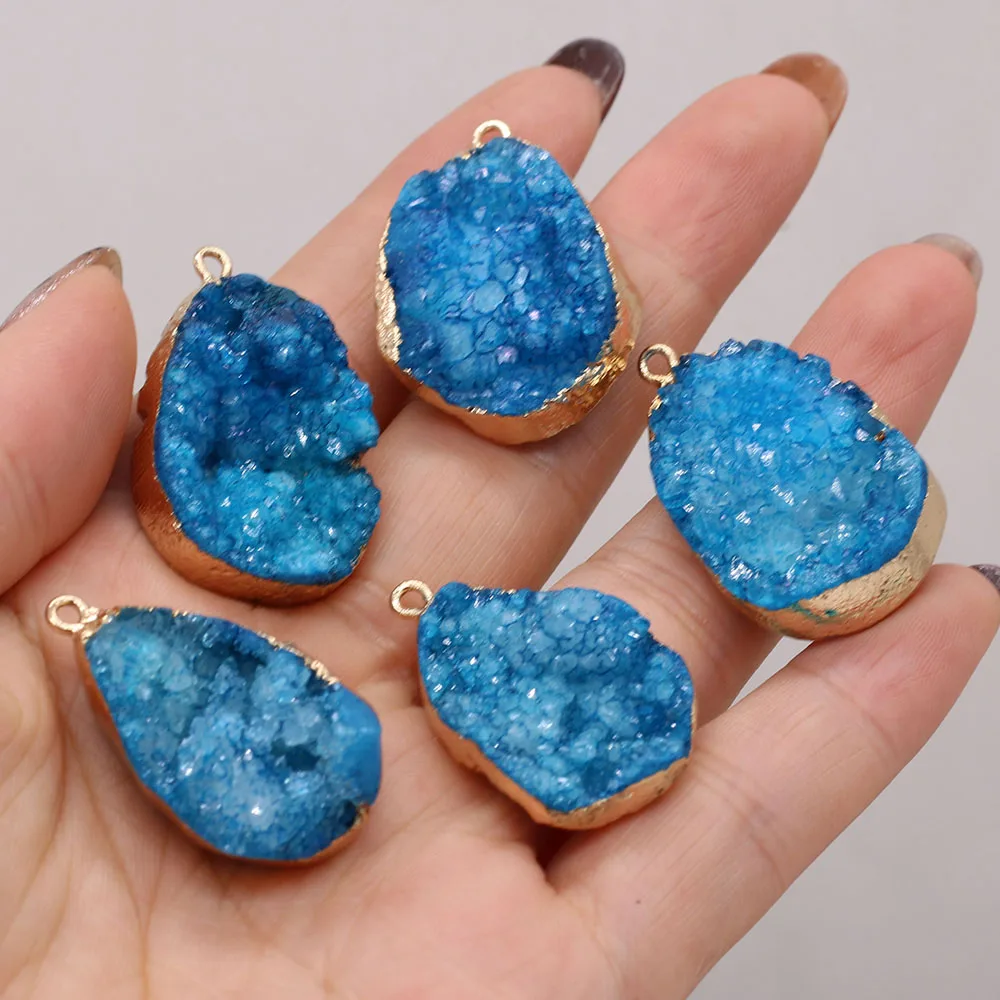 

New 1PC Natural Stone Trendy Royal Blue Agates Pendants Necklace Pendant for Women Jewelry Making DIY Necklace Accessories