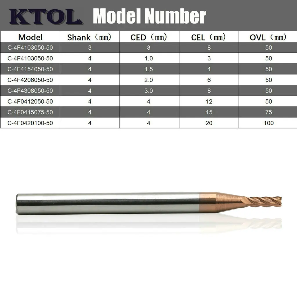 Фреза ЧПУ с хвостовиком 3-4 мм и 4 канавками инструмент из карбида вольфрама для