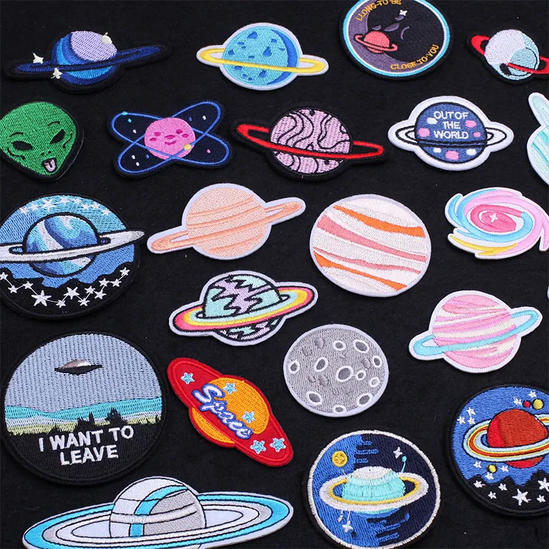 

Space Saturn Planet Earth Embroidered Patches Clothing Thermoadhesive Patches Space Patch on Clothes Badges for Woman Appliques