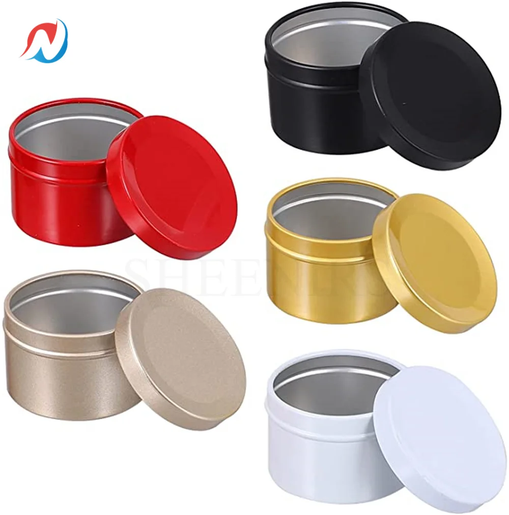 

Sheenirs 20p 50ml Candle Tin Jar Round Metal Tin Box Kitchen Spices Pot Container Home DIY Candle Making Kit Holder Storage Case