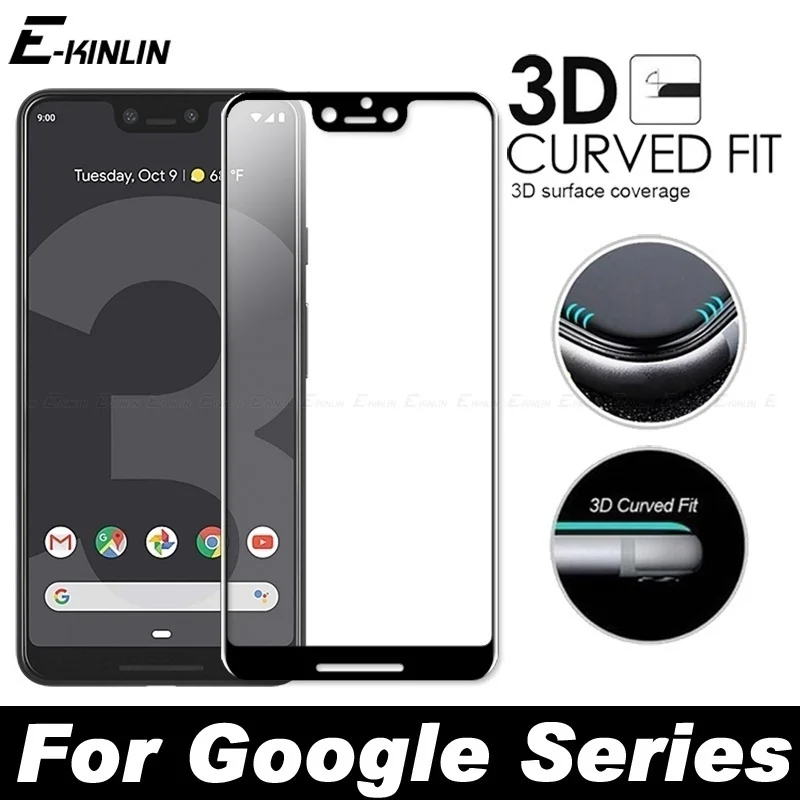 

3D Curved Edge Full Cover Tempered Glass For Google Pixel 6 Pro 6a 5 5a 4 3 3a XL Screen Protector Protective Film