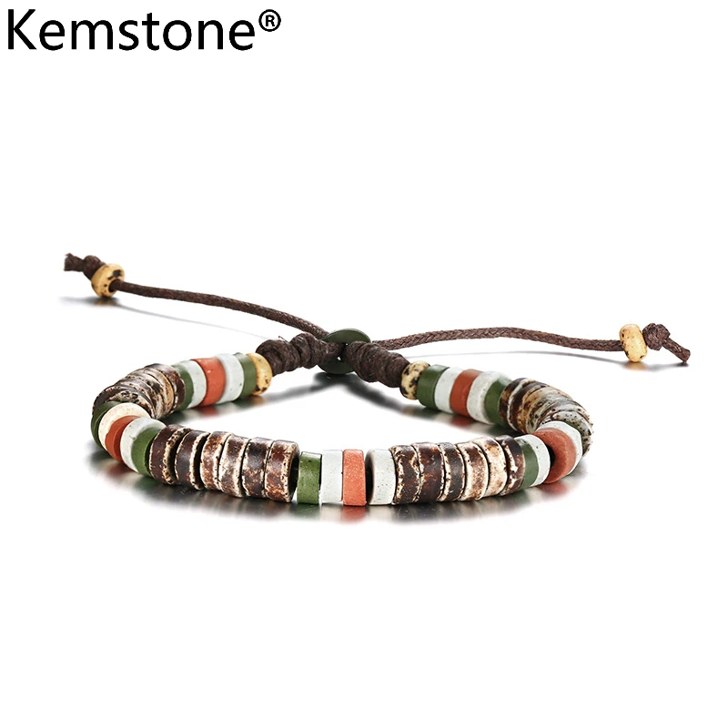 

Kemstone Trendy Nylon Rope Nature Stone Adjustable Multicolor Strand Bracelet Jewelry Gift For Men