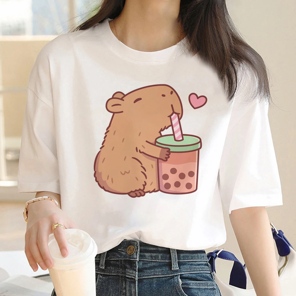 

New summer fun animal capybara print 3D shirt ladies street casual fashion crewneck t-shirt