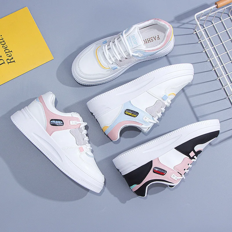 White Shoes Women's All-match Sports Casual Sneakers 2022 Summer New Breathable Thick Bottom Women's Trendy White Shoes Women