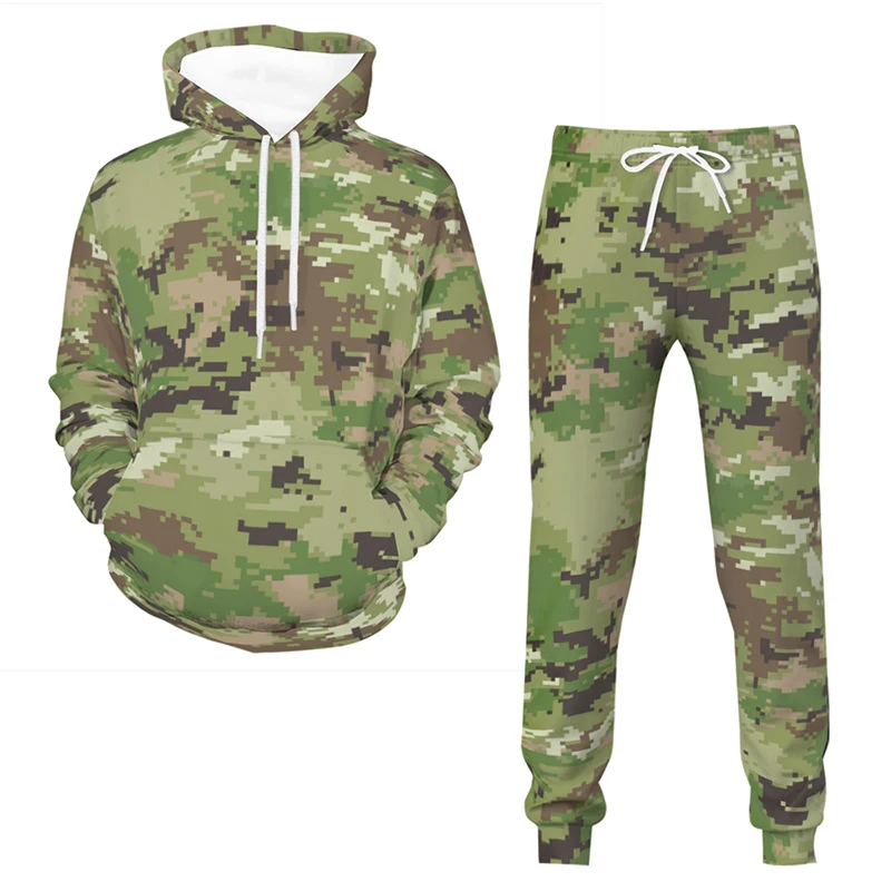 2022 Men and Women 3D Camouflage Print Hoodies Sets Trousers Suits 2 Piece Sets Long Sleeve Sportswear Set Mens Outfits Hoodies