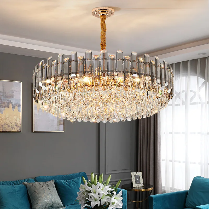 

Роскошные хрустальные люстры в скандинавском стиле K9, золотисто-серое освещение для столовой, гостиной, спальни, кухни, островка, комнатные подвесные светильники