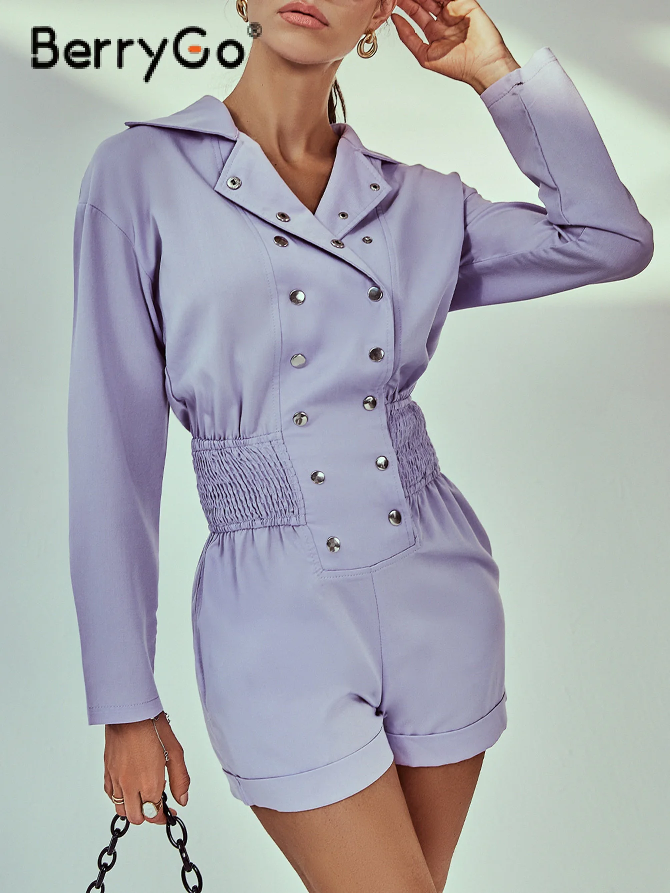 

Женский комбинезон с длинным рукавом и карманами, на резинке