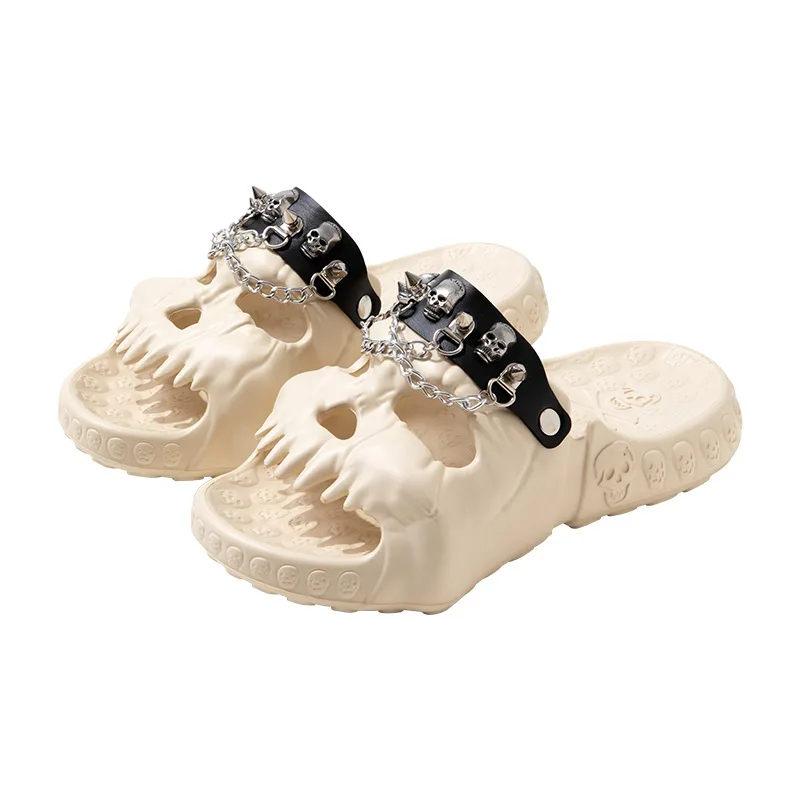 2023 Summer Slippers Women Men Skull Head DIY Shoes Platform Sole Couples Indoor and Outdoor Personalized Slides Street Sandals