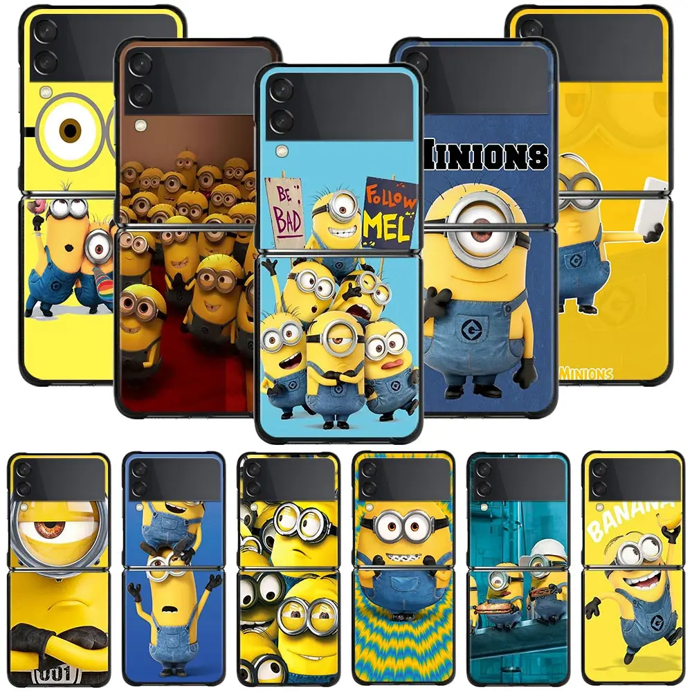 

Miniones Black Phone Case For Samsung Galaxy Z Flip3 Z Flip3 5G Hard PC Cover ZF zflip3 Folding Fitted Funda