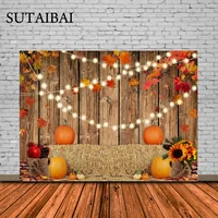 Fall Thanksgiving Photo Backdrop Autumn Retro Board Backdrops Wooden Fence Haystack Pumpkin Photo Background Thanksgiving Party