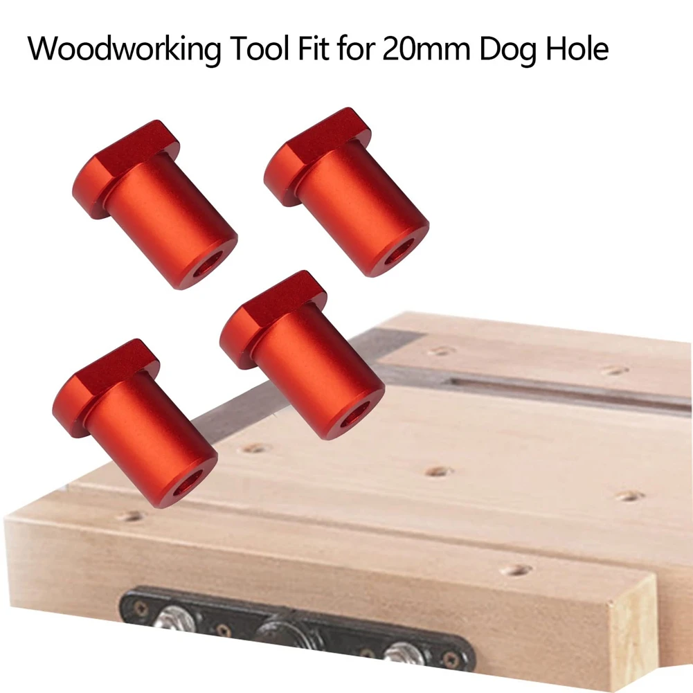 

4Pcs Aluminum Alloy Bench Dog Clamp for T-Track Woodworking Workbench Positioning Planer Plug Fits 20mm Dog Hole (Red)