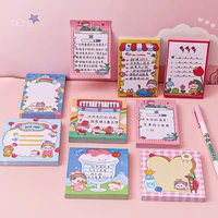 cartoon little girl sticky notes cute memo pads students portable small notebook tearable planner n times sticker stationery tag