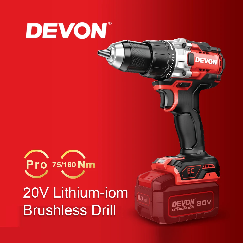 Молоток DEVON 12 В 18 20 24 160 нм 3/4 Бесщеточный аккумуляторный верх Лучший китайский
