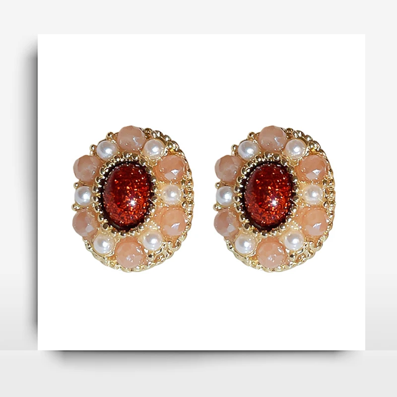 

New Fashion Silver Needle Crystal Geometric Oval Pearl Earrings Design Luxury High Grade Temperament Earwear For Women's Jewelry