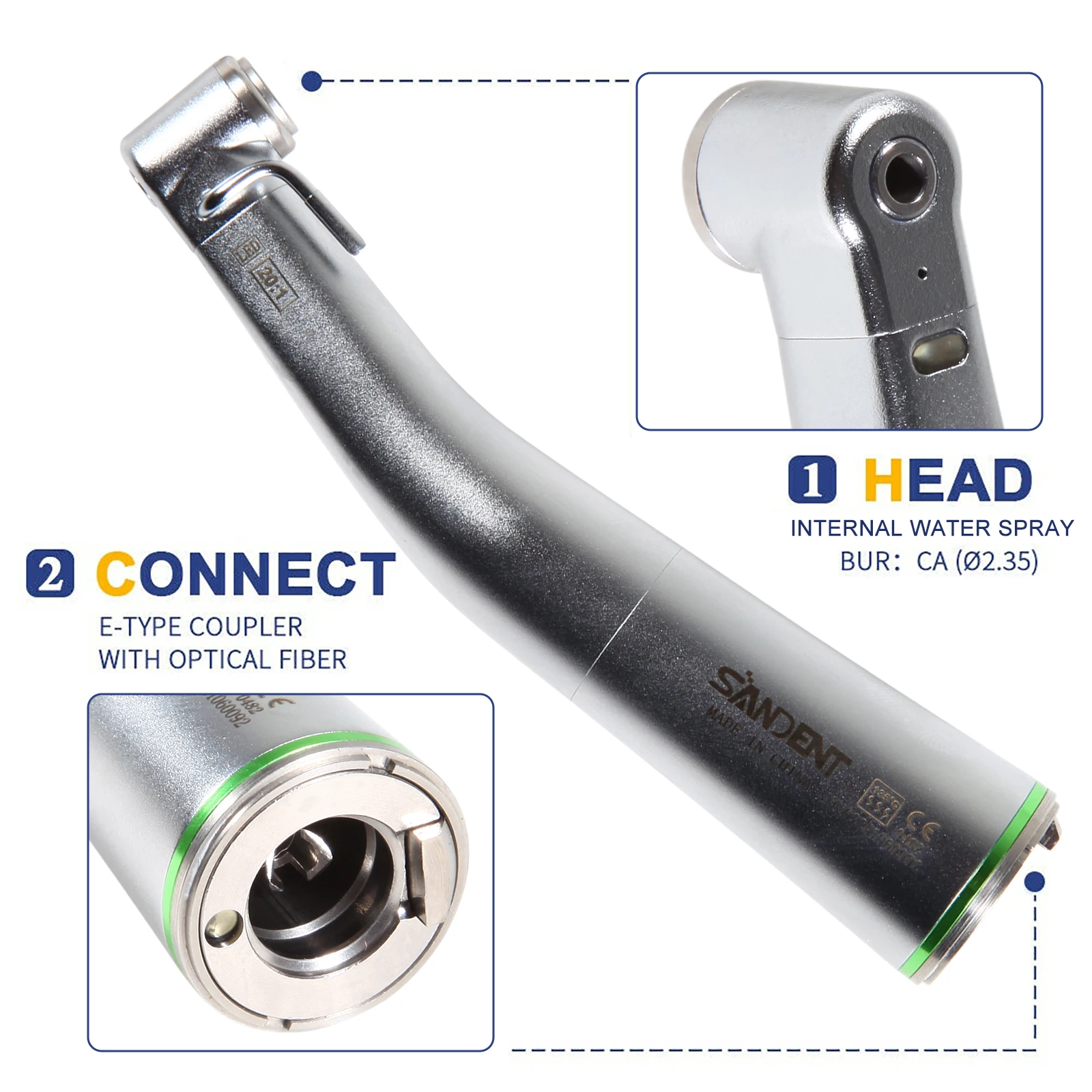 SANDENT зубной имплантат 20:1 светодиодный волоконно-оптический низкоскоростной