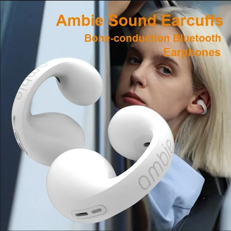 

Bone Conduction Black Ear Earring Wireless Bluetooth Earphones Auriculares Headset TWS Sport Earbuds For Ambie Sound Earcuffs