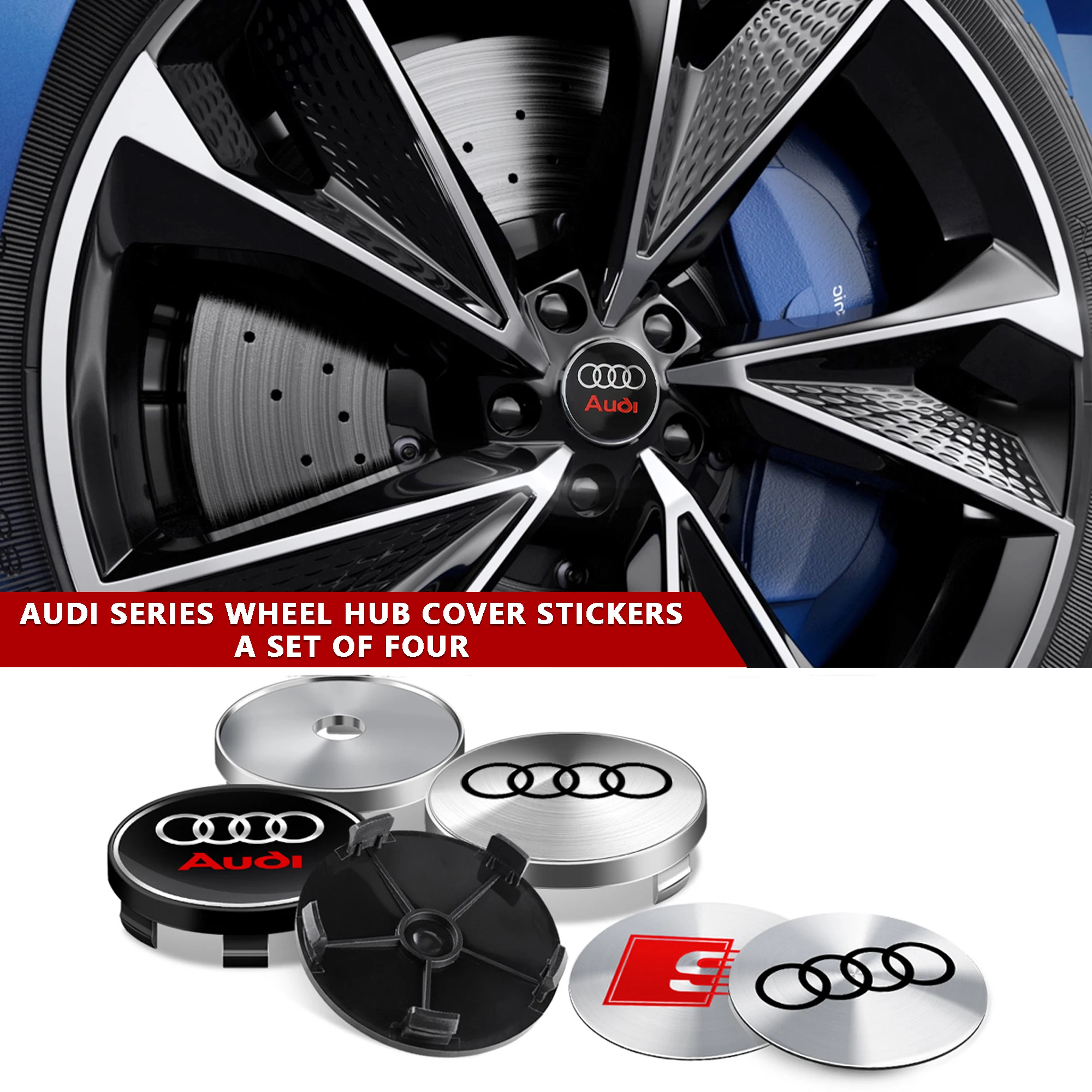 56/59/60/63/65/68mm Car Wheel Center Hub Cap Logo Stickers For Audi SLine S3 S4 S7 S6 A5 A3 A4 RS A6L A7 A4L Q5 Q7 A8L Q3 Q2 TT