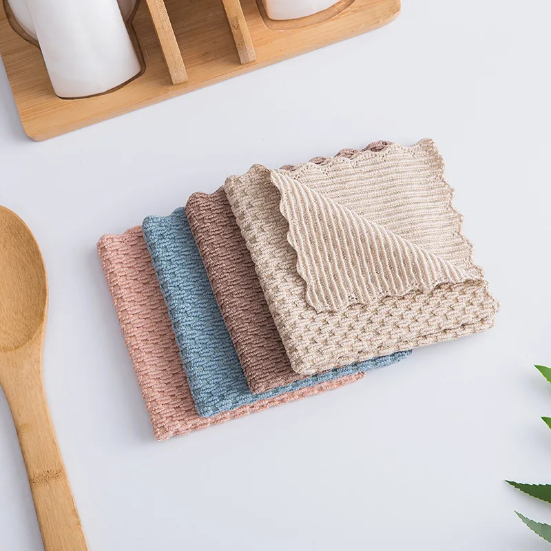 

5Pcs Kitchen Dish Pot Wiping Rags Efficient Super Absorbent Cleaning Cloth Kitchen Cleaning Towel Household Cleaning Utensils