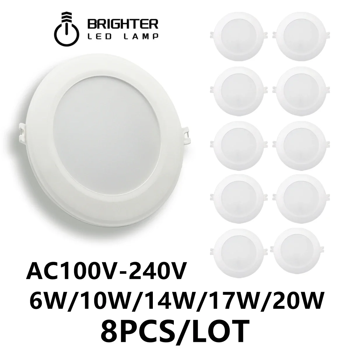 8 шт. светодиодный светильник с темным вниз небесный AC100V-240V 6W-24W супер яркий теплый