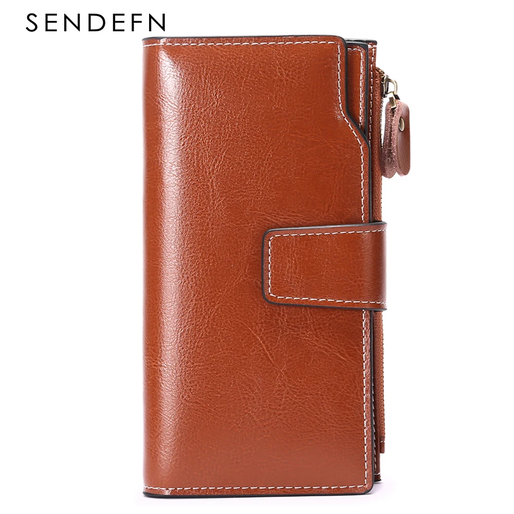 Women RFID Wallet Multi-function Card Holders Luxury Genuine Leather Purse For Women Large Capacity Fashion Ladies Wallets