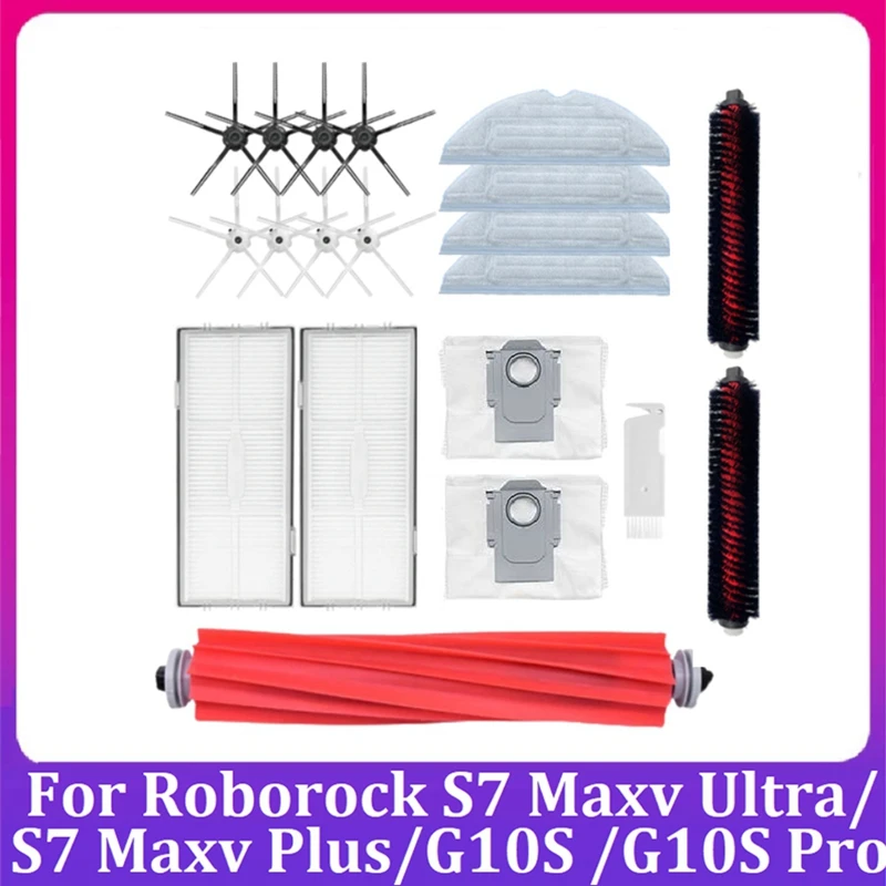 

20Pcs For Roborock S7 Maxv Ultra /S7 Maxv Plus/G10S Robot Main Side Brush Filter Mop Cloth Dust Bag Vacuum Cleaner Parts