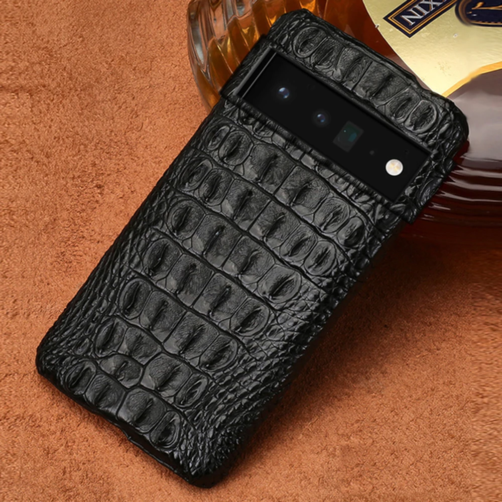 

100% Natural Crocodile Leather Mobile Phone Case for Google Pixel 7 6 Pro 6 6A 5 5A 4 4A Luxury Half-Inclusive Protective Cover