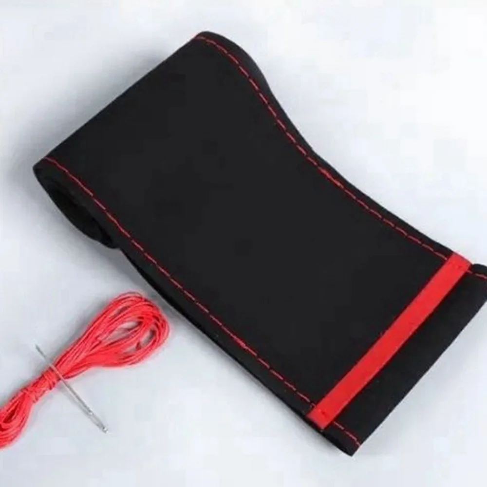 

Чехол на руль ручной работы из мягкой замши, впитывающий пот, дышащий чехол на руль автомобиля, автомобильные аксессуары 36-38 см