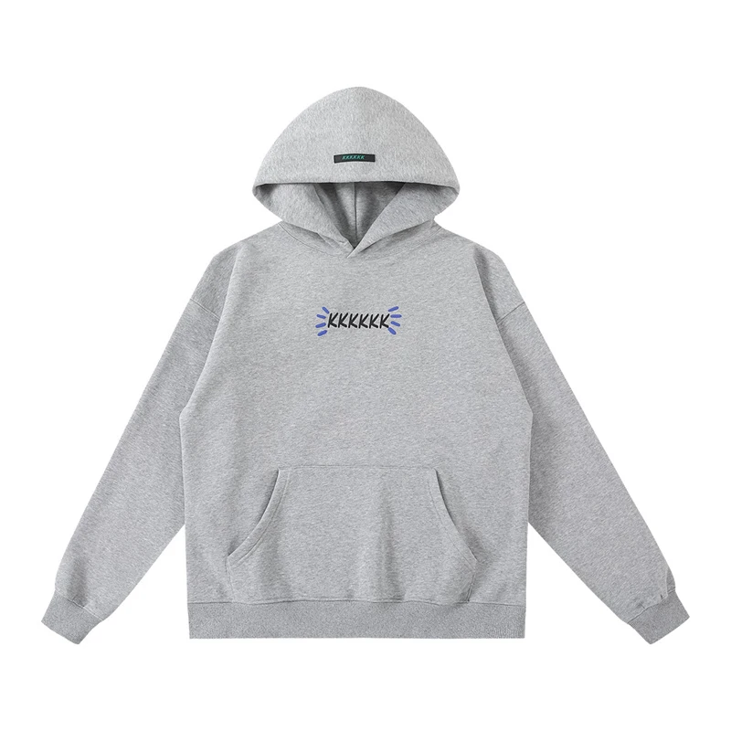 

Модная Толстовка KKKKK с принтом из пенопласта для мужчин и женщин, осень и зима, серый, черный, синий плюшевый свитер