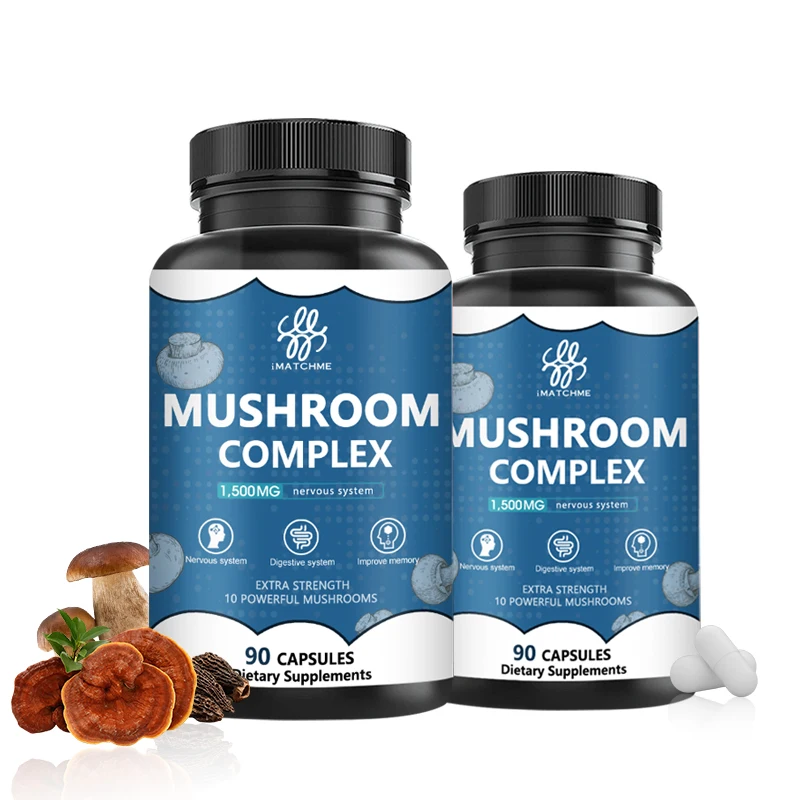 

Mushroom Supplement - 10 Mushroom Complex - Nootropic Brain Supplement for Memory & Focus Immune Booster Energy & Stress Relief